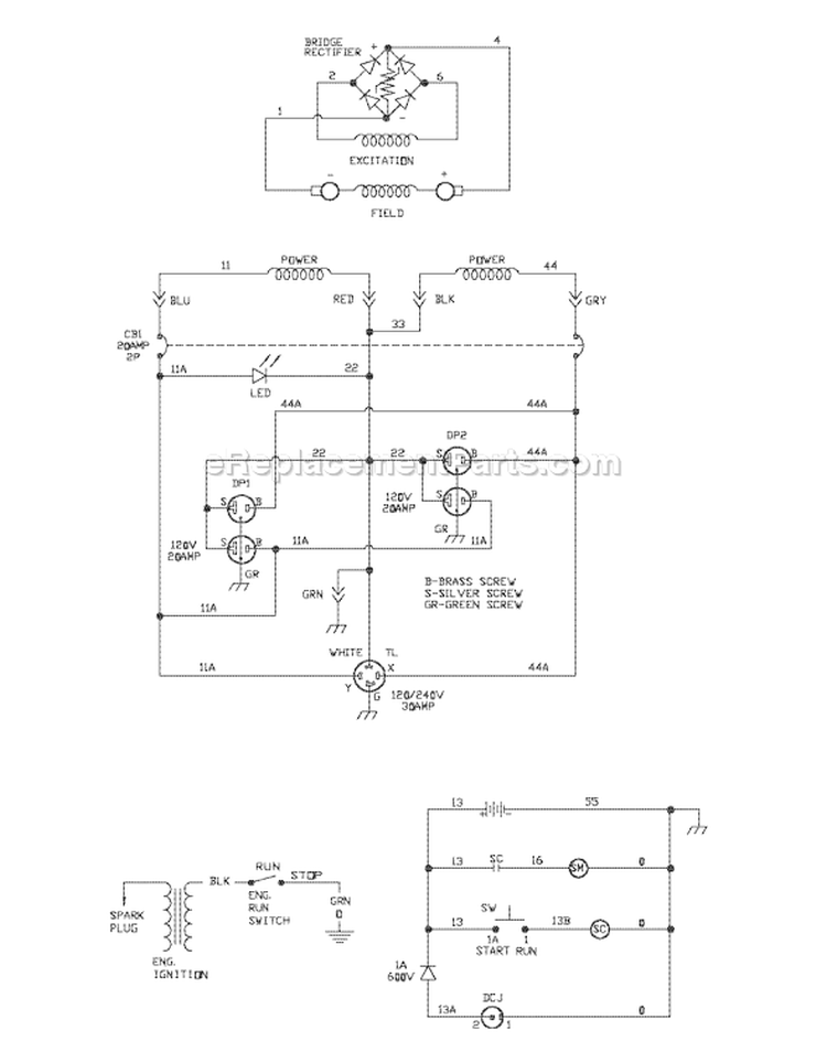 Page E Diagram and Parts List for 030362-0  Briggs and Stratton Generator